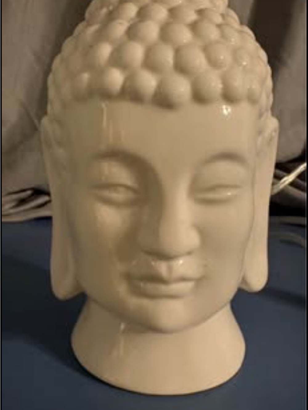 Ceramic Buddha Head Sculpture in Cream desk lamp